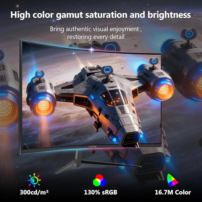 Z-Edge 27 inch Curved Gaming Monitor, QHD 1440P 165Hz 144Hz Curved 1500R - Image 4