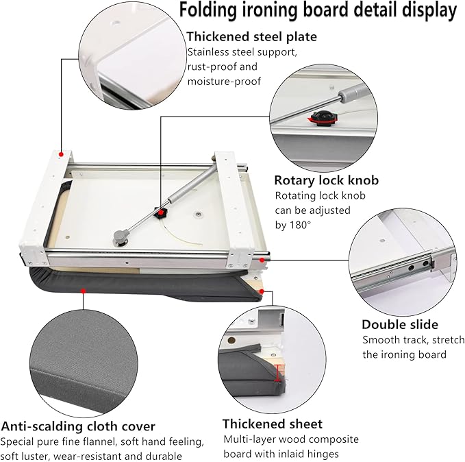 AKOZLIN Retractable Pull Out Ironing Board Closet Sliding Out Swivel Iron Board - Image 6