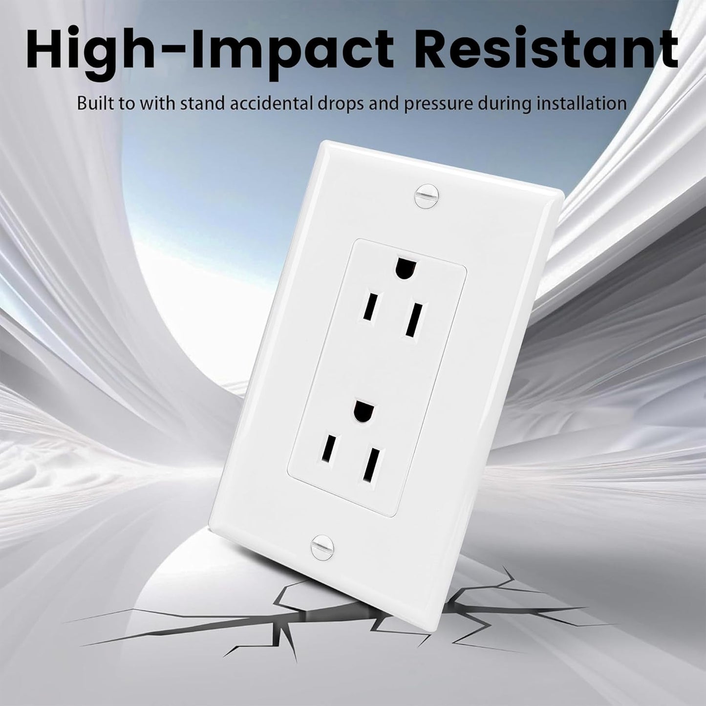 ThunderWay Decorator Receptacle Outlet with Wall Plate, Non-Tamper-Resistant Electrical Outlet, 15 amp Outlet, Self-Grounding, UL Listed, White (20 Pack)