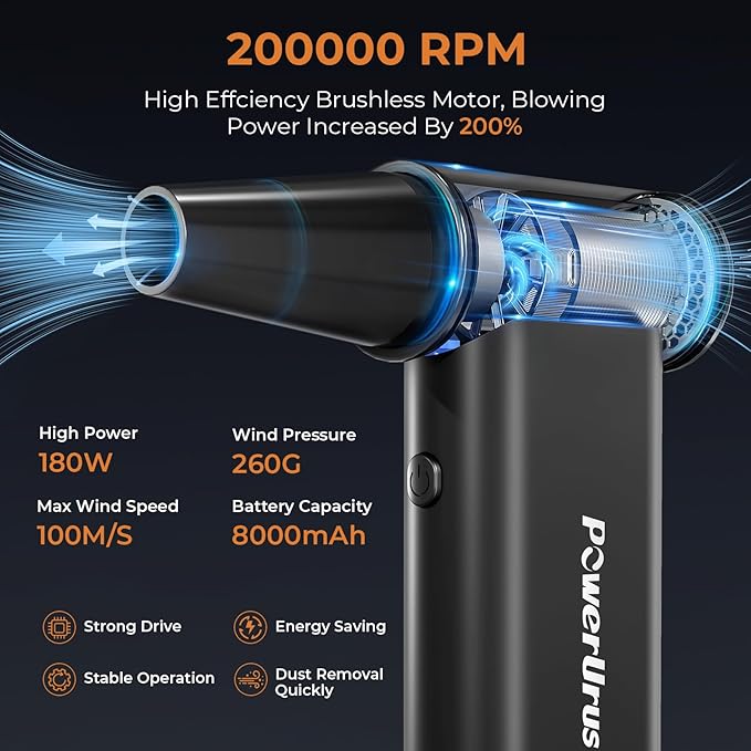 Compressed Air Duster, PowerUrus 200000RPM Electric Air Duster - Image 2