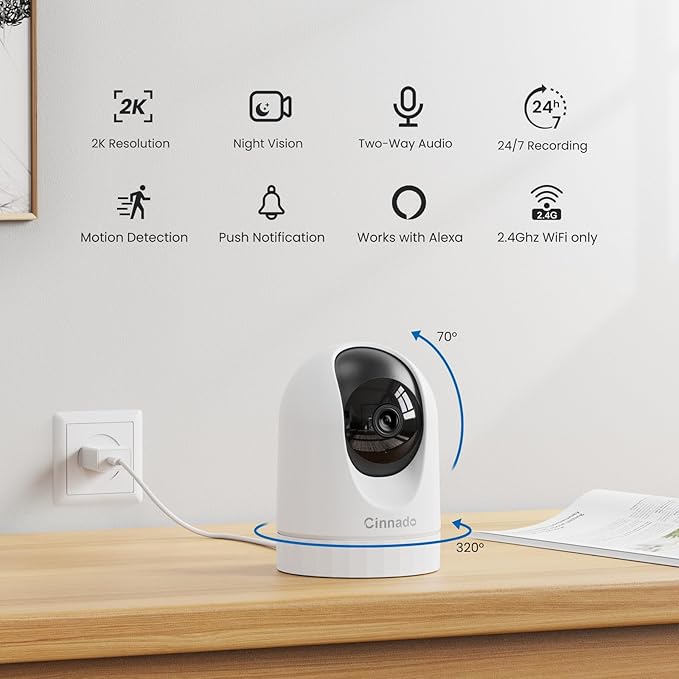 Cinnado 2K Home Security Cameras-2.4Ghz WiFi Indoor Camera - Image 2