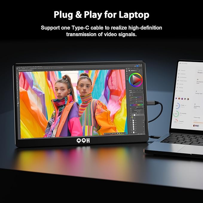 QQH Portable Monitor, 15.6" Portable Travel Monitor - Image 7