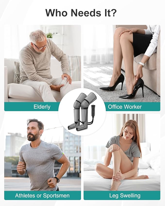 Nekteck Leg Massager for Circulation and Pain Relief, Air Compression Foot Calf - Image 8