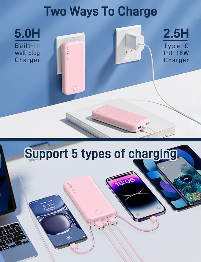 Nusyddy Portable Charger, 12000mAh 22.5W Fast Charging Power Bank - Image 5