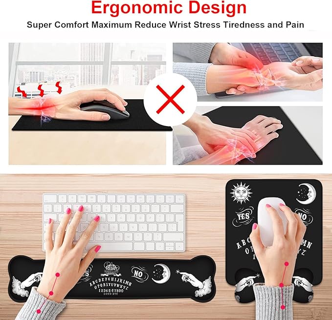 Wrist Rest Support Ergonomic Gel Mouse Pad & Memory Foam Keyboard Set, Non-Slip - Image 3