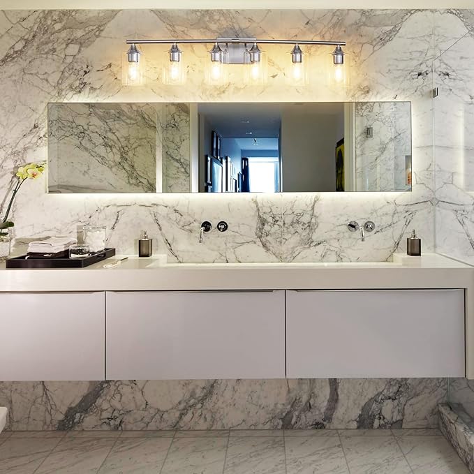 XPEHK 6-Light Bathroom Lighting Fixtures Over Mirror, Brushed Nickel Light - Image 3