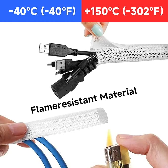 10ft 1/2 inch Cable Management White Cord Cover, Cable Organizer Cord Hider - Image 5