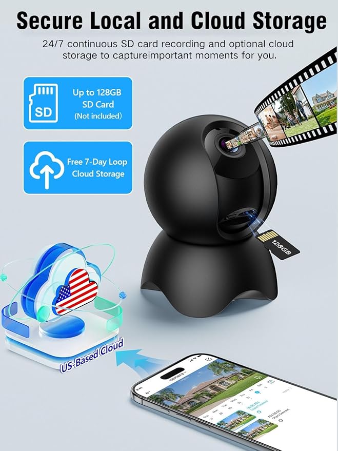 YYSY 2K 2.4G&5G Indoor Security Camera, 2 Packs Pet/Dog/Baby Security Camera - Image 8