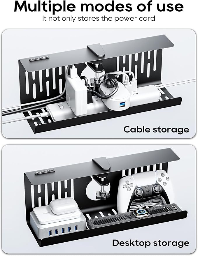 NODOCA No Drill Under Desk Cable Management Tray, Punch-Free Clamp on, Metal - Image 6