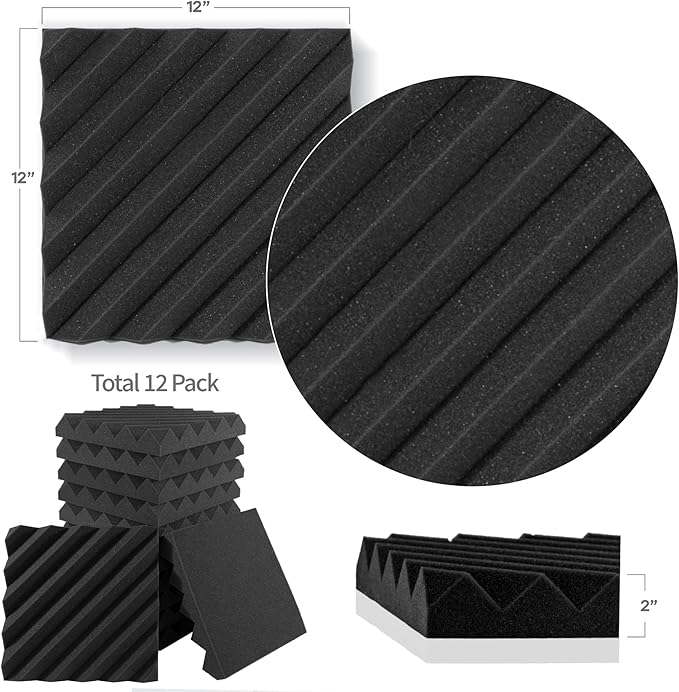 Foroomaco 12 Pack Sound Proof Foam Panels - Image 2