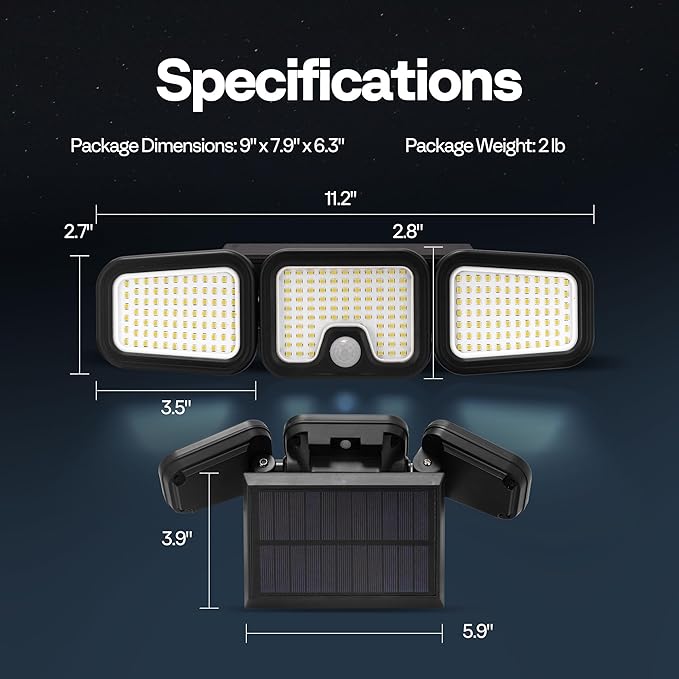 VIVOHOME Solar Flood Lights Outdoor, 256 LED 2500LM Motion Sensor Lights - Image 9