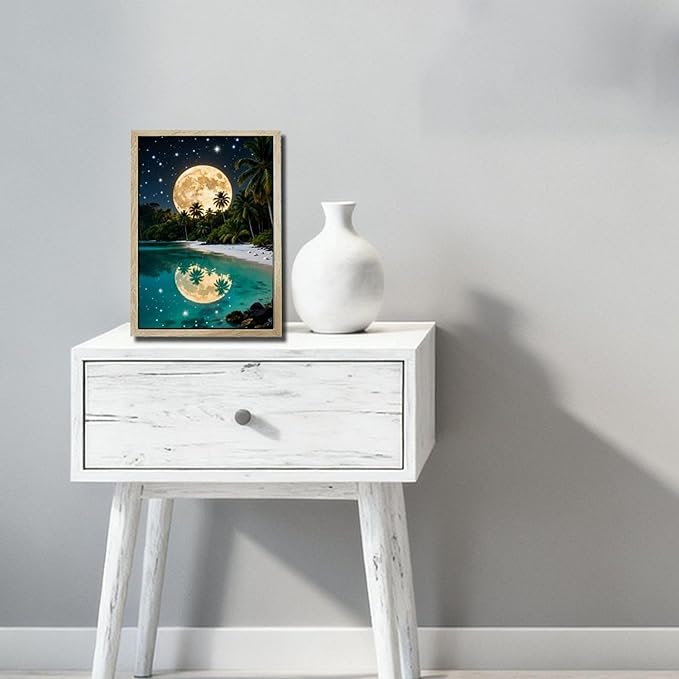 URVIP LED Glowing Photo Frame, 3D Starry-Sky Blue Moon Wall Art, 9x12 Inches - Image 5