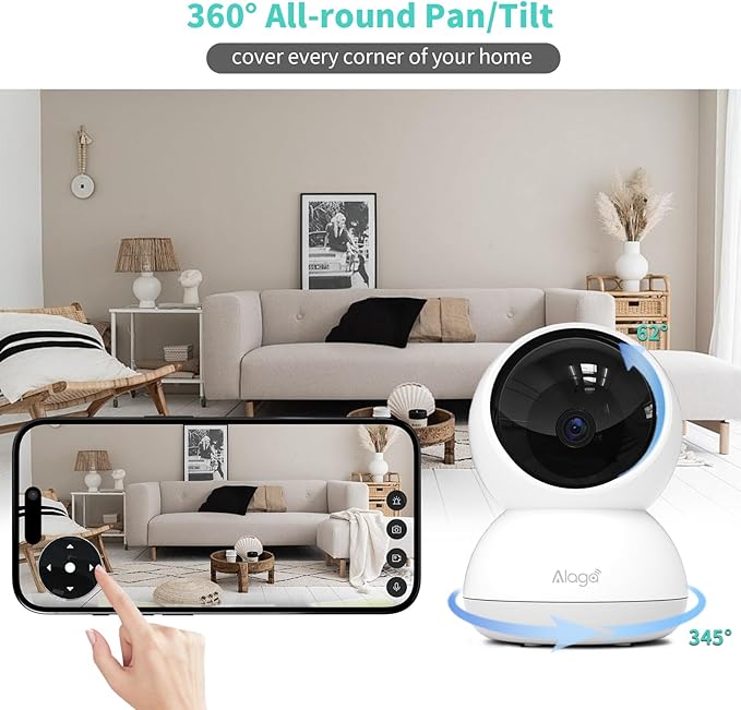 Alaga Indoor Security Camera, 3K 5G and 2.4G WiFi, 360° Pan/Tilt, - Image 5