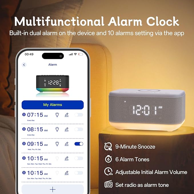 Bluetooth Alarm Clock Radio Bedroom, Digital Dual Alarm Clock Bedroom - Image 3