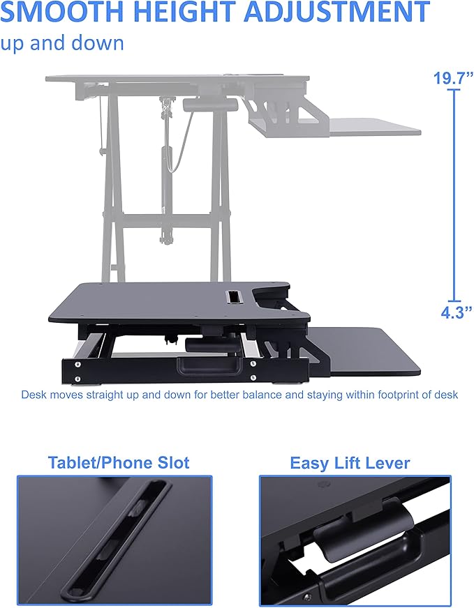Rocelco Standing Desk Converter 31.5 Inch Sit Stand Up Dual Monitor Tabletop - Image 2