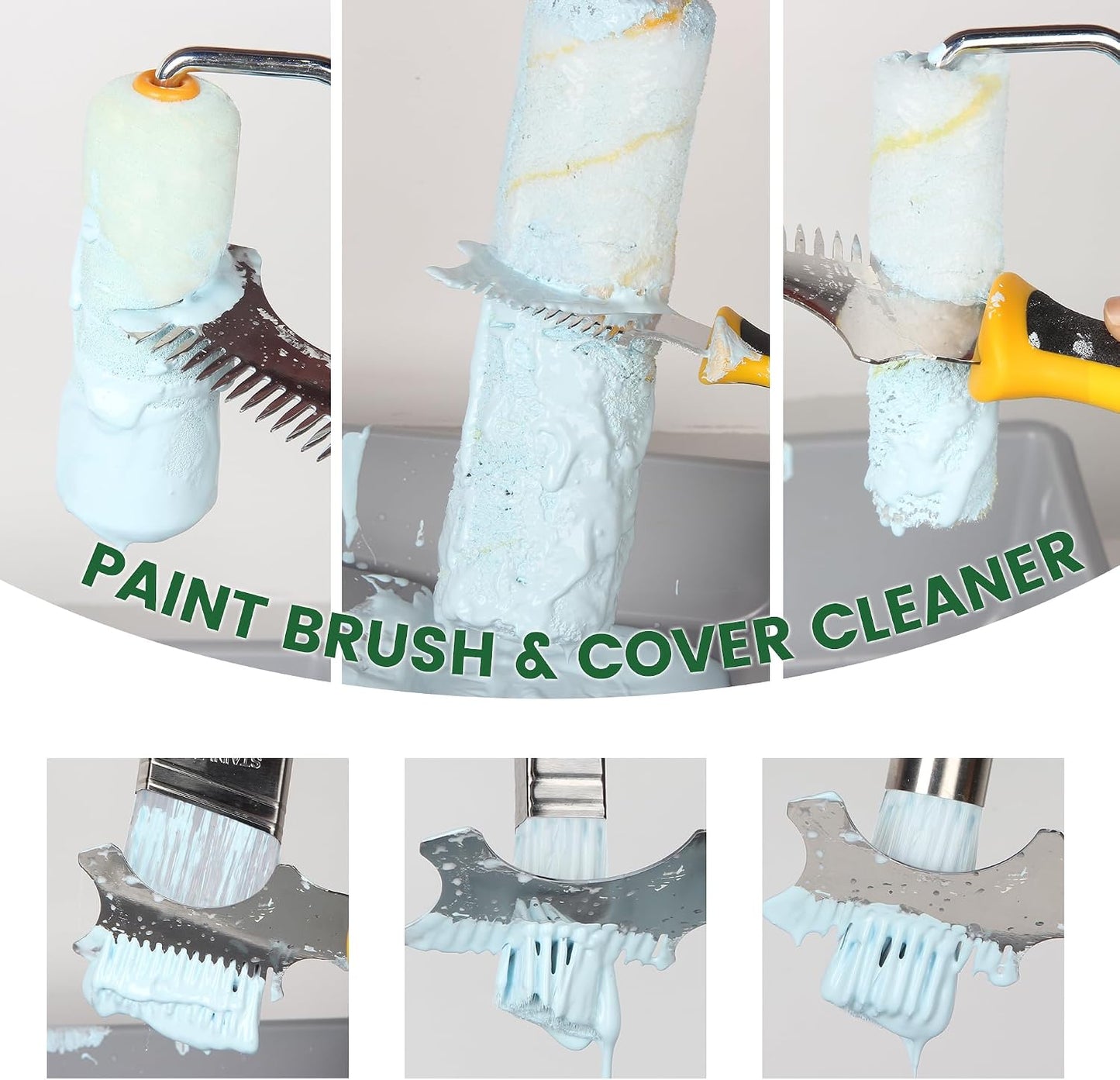 VOOMEY 5-in-1 Paint Brush Comb & 12-in-1 Painter Tool Scraper | Combines Brush Comb, Roller Cleaner and Scraper for Paint Removal, Tool Cleaning, Drywall Repair and Home Improvement
