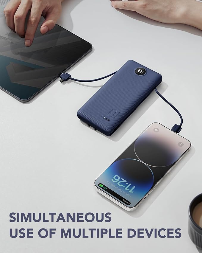 VRURC Portable Charger Built-in Cables and AC Wall Plug, USB C Power Bank - Image 6