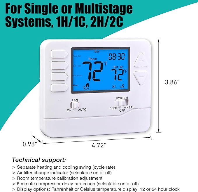 Suuwer 5-1-1 Day Programmable Thermostats - Image 3
