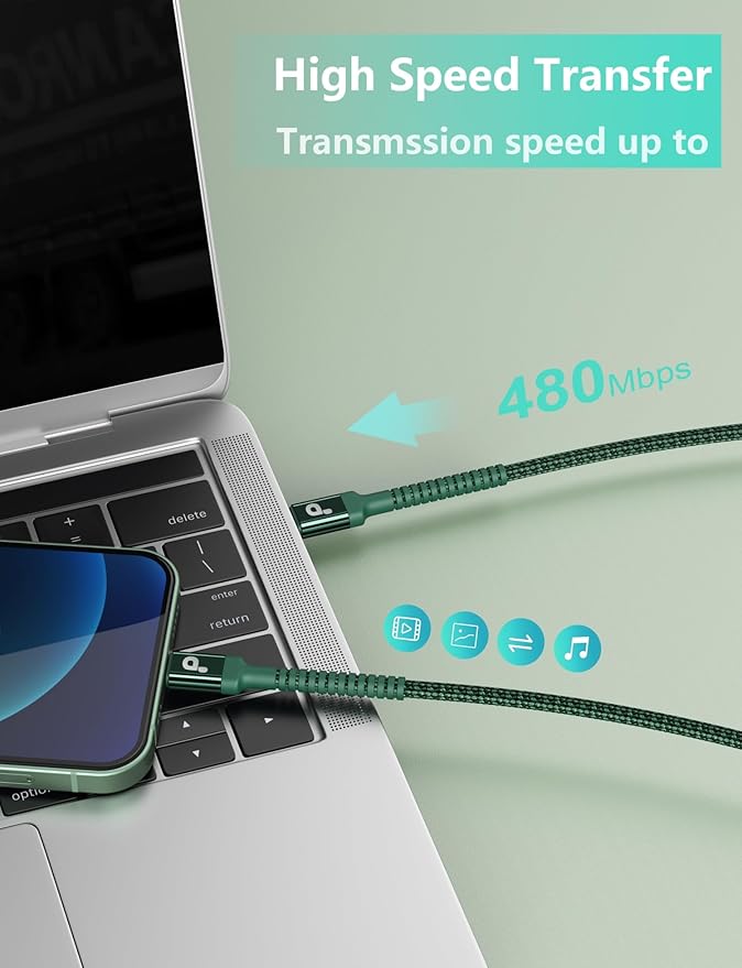 USB C Cable Fast Charging 10FT, iPhone 16 15 Charger Long Type C Nylon Braided - Image 4