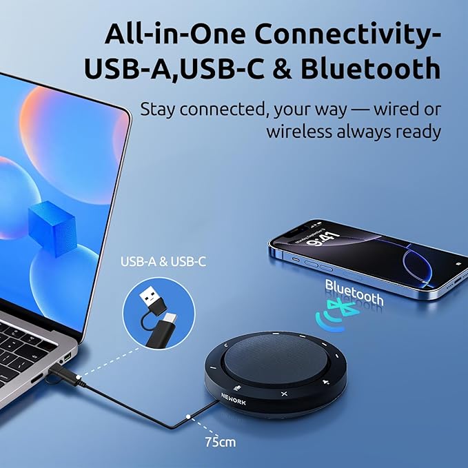 NEWORK Bluetooth Speakerphone for Conference Calls – AI Noise Reduction - Image 3