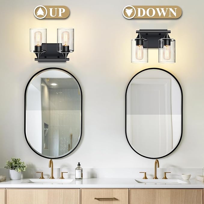 XPEHK Vanity Lighting Fixtures, 2-Light Bathroom Lights Over Mirror, Modern - Image 6
