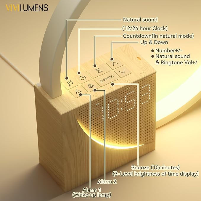 Vivilumens Sunrise Alarm Clock for Heavy Sleepers Adults, Wake-up Light - Image 8
