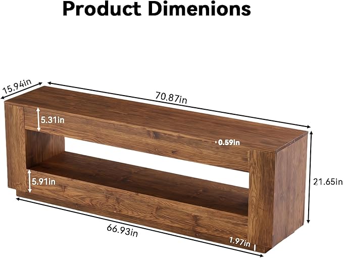 LITTLE TREE 70.86-in Extra Long Solid Wood TV Stand - Image 6
