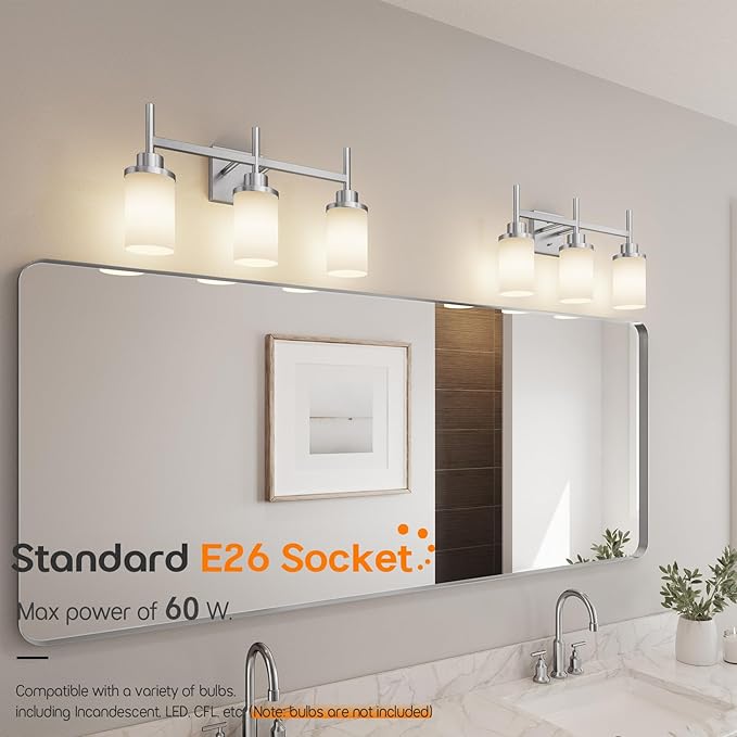 AONEON Bathrom Light Fixtures Brushed Nickel 3-Light - Image 3