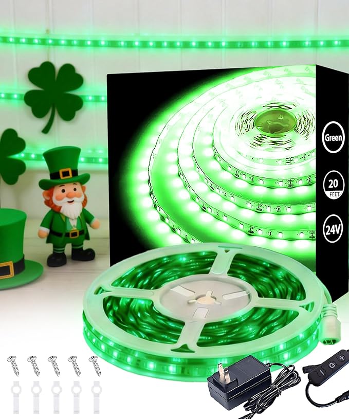 Aalnfe Green Led Lights Strip ST. Patrick's Day Decorations Indoor Rope Lights by Aalnfe