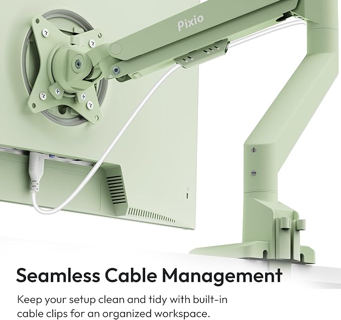 Pixio PS1S Wave Mint Green Single Monitor Arm Stand Desk Mount - Image 5