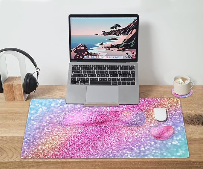 Large Keyboard Mouse Pad Set, Extended Mouse Pad+Keyboard Wrist Rest Support - Image 6