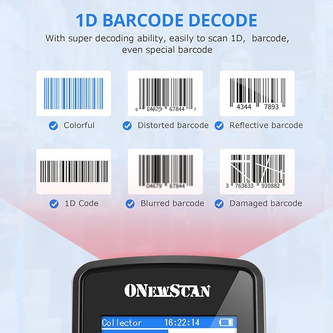 Inventory Scanner, Wireless Barcode Scanner Portable 1D Handheld Bar Code - Image 2