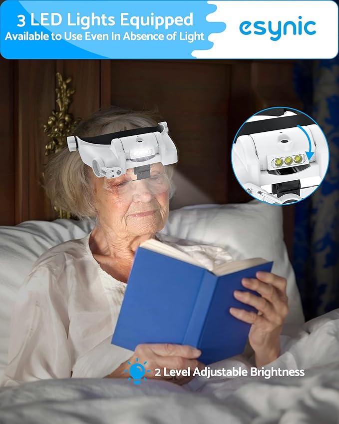 eSynic Type-C Rechargeable Magnifying Glasses Headset-Up to 14X Magnification - Image 4