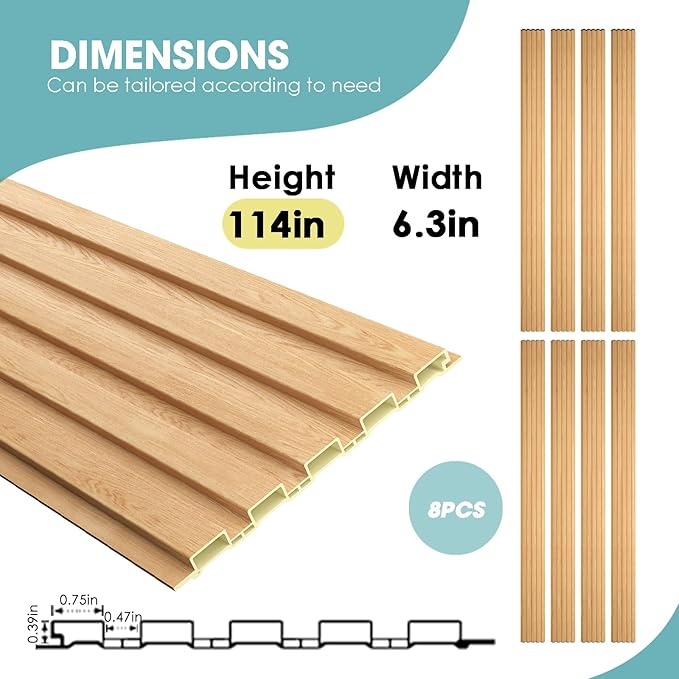 OUZUGIE WPC Acoustic Slat Wall Paneling, Living Room, TV Background, Study Room - Image 3
