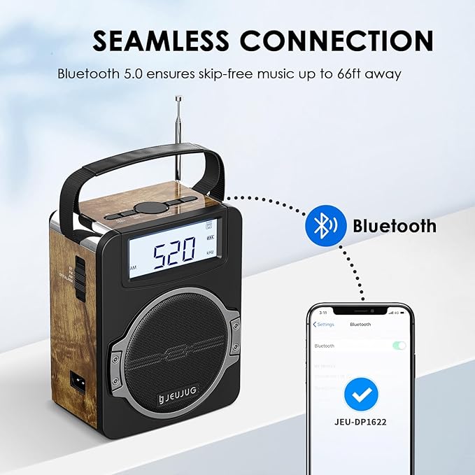 JEUJUG Radio Portable AM FM Digital Radios Clock Radio - Image 3