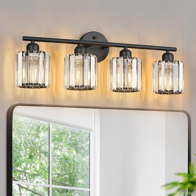 FDPBY Modern 4 Light Crystal Vanity Light, Compatible by FDPBY