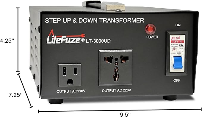 LiteFuze 3000 Watt Voltage Converter Transformer Step Up/Down - 110v to 220v / - Image 10