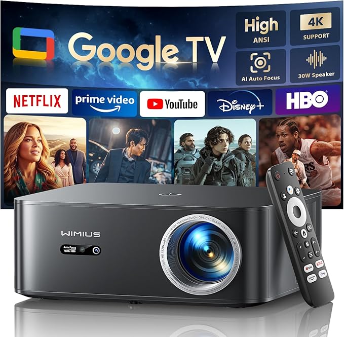 【Official Google TV/4K Supported 】Smart Projector by WiMiUS