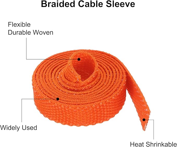 MECCANIXITY Braided Cable Sleeves Heat Shrinkable Fabric Sleeving, 1/4" 3ft - Image 4