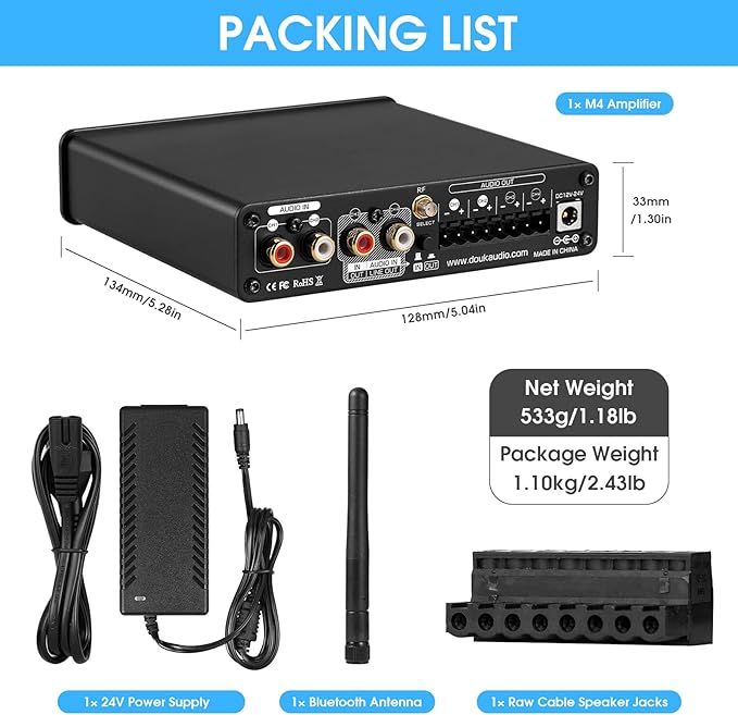 4 Channel Bluetooth Amplifier, 50W x 4 Audio Power Amp, Hi-Fi Home Stereo - Image 9
