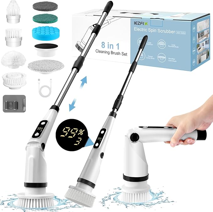 IEZFIX Electric Spin Scrubber, Bathroom Power Shower Scrubber Cleaning Brush by IEZFIX-US