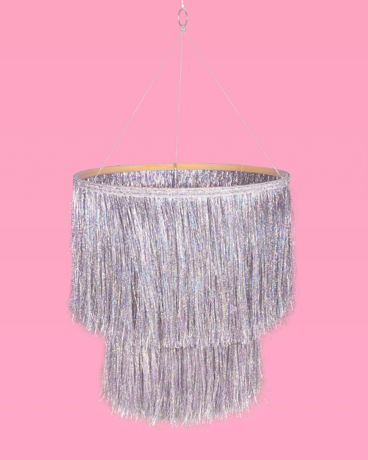 xo, Fetti Fringe Tinsel Chandelier Iridescent Silver Foil 16" | Party Decor | Bachelorette, Decorations, Birthday Photo Booth Supplies, New Years Eve, HBD