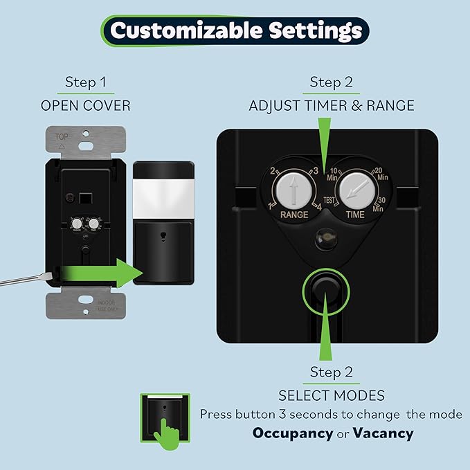 TOPGREENER PIR Motion Sensor Switch, Ambient Light Level Detector, No Neutral - Image 5