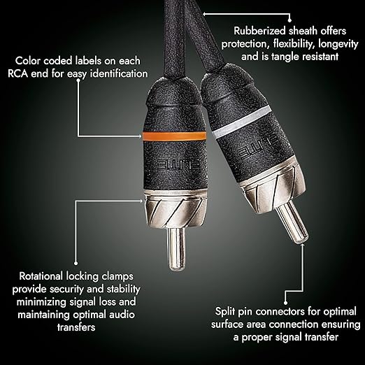 Elite Audio Premium Series 1.5ft. 2-Channel Car Audio RCA Short Cable – Double - Image 2