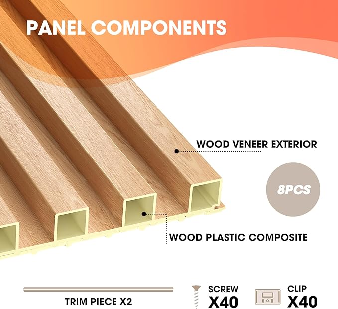 OUZUGIE WPC Acoustic Slat Wall Paneling, Living Room, TV Background, Study Room - Image 4