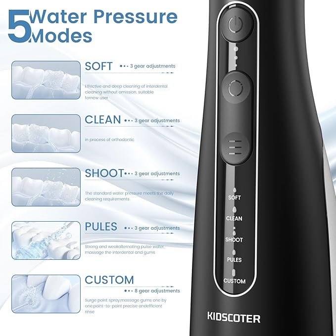 Water Flosser for Teeth with Detachable Washable Tank, 5 Modes Rechargeable - Image 3