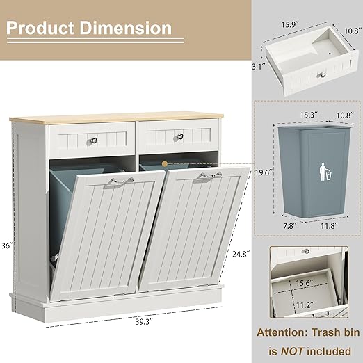 Tilt Out Trash Can Cabinet Dog Proof - Image 2