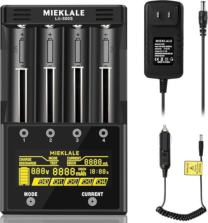 18650 Battery Charger, MIEKLALE 4-Bay Rechargeable Battery Charger by MIEKLALE