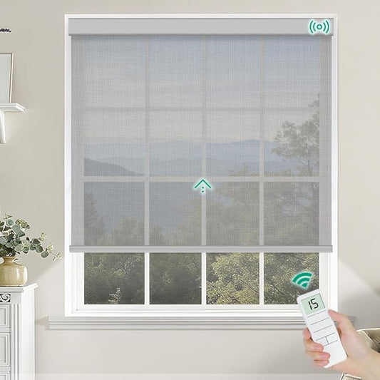 Kilonity Motorized Roller Shades, Light Filtering Remote Control Custom Window by Unknown