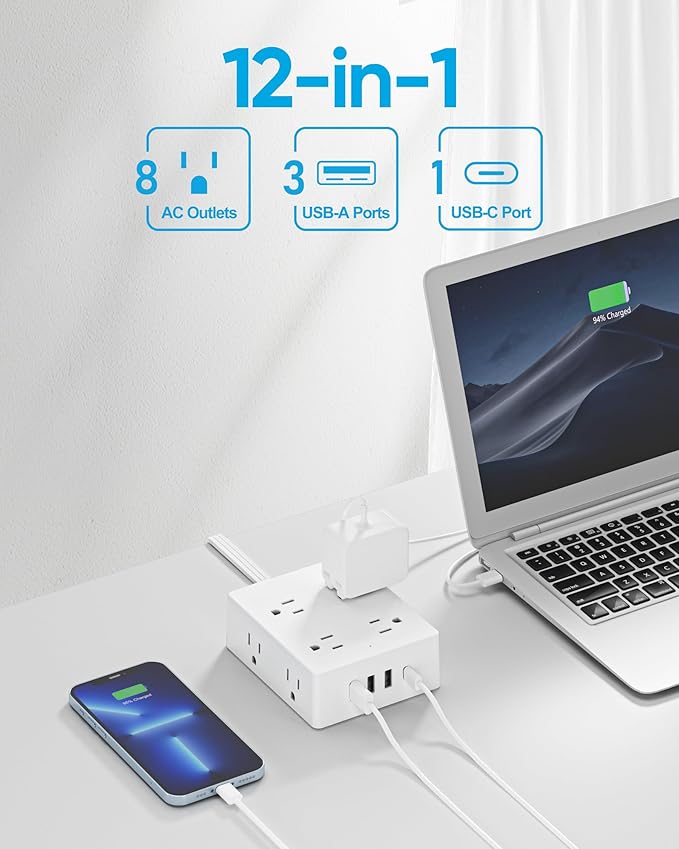 2 Prong Flat Plug Power Strip, Olcorife 2 Prong to 3 Prong Outlet Adapter - Image 2